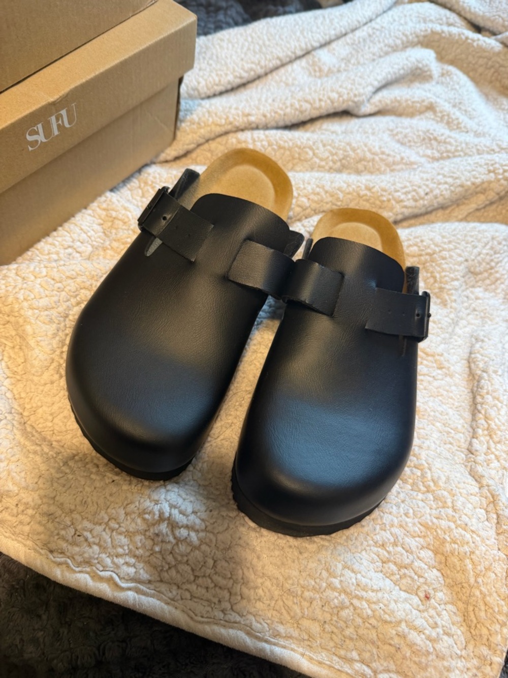SHEIN Black Slip-On Clog Mules with Buckle